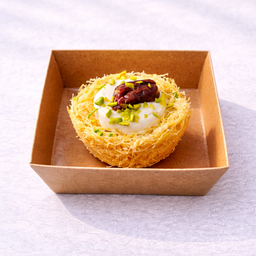 Cheese kunafa cup with caramelized pecan